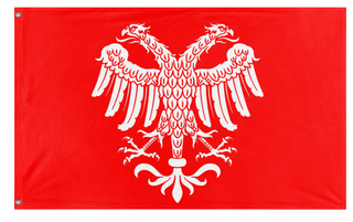 A mockup of the custom flag 'Heraldic Double-Headed Eagle flag' on a white background