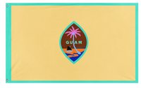 A mockup of the custom flag 'Evil Guam flag' on a white background