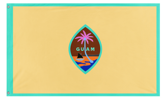 A mockup of the custom flag 'Evil Guam flag' on a white background