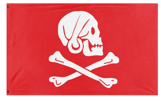 A mockup of the custom flag 'Henry Thew Pirate flag' on a white background
