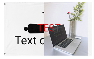 A mockup of the custom flag 'TEST flag' on a white background