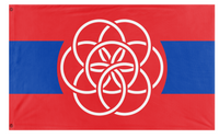 A mockup of the custom flag 'Red Earth flag' on a white background