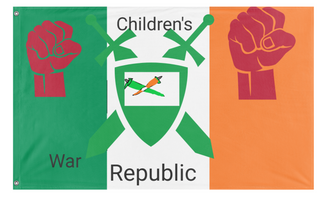 A mockup of the custom flag 'Children's Republic War flag' on a white background