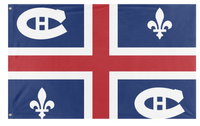 A mockup of the custom flag 'Montreal Canadian  flag' on a white background