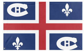 A mockup of the custom flag 'Montreal Canadian  flag' on a white background