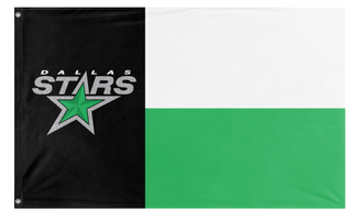 A mockup of the custom flag 'dallas stars flag' on a white background