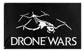 A mockup of the custom flag 'drone wars flag' on a white background