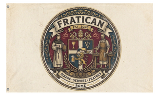 A mockup of the custom flag 'Fratican flag' on a white background