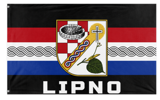 A mockup of the custom flag 'Lipno flag' on a white background