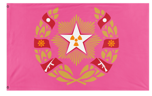 A mockup of the custom flag 'Thempirial Pookienian flag' on a white background