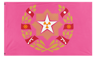 A mockup of the custom flag 'Thempirial Pookienian flag' on a white background
