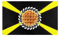 A mockup of the custom flag 'Adam Waffle Division flag' on a white background