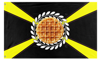 A mockup of the custom flag 'Adam Waffle Division flag' on a white background