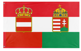 A mockup of the custom flag 'Austria Hungary Civil Ensign flag' on a white background