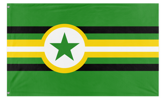 A mockup of the custom flag 'State of Jefferson flag' on a white background