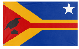A mockup of the custom flag 'Nebraska flag redesign' on a white background