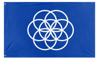 A mockup of the custom flag 'Humanity flag' on a white background
