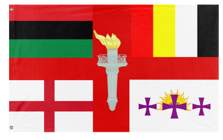 A mockup of the custom flag 'smaller torch flag' on a white background