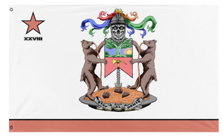 A mockup of the custom flag 'CCC Crew 28 Flag Official 1' on a white background
