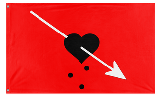 A mockup of the custom flag 'Bleeding Heart PPirate Flag' on a white background