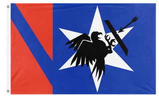 A mockup of the custom flag 'Scratia flag' on a white background