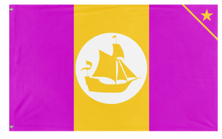 A mockup of the custom flag 'Manzania flag' on a white background