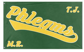 A mockup of the custom flag 'Phlegms flag' on a white background