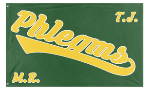 A mockup of the custom flag 'Phlegms flag' on a white background