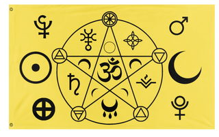 A mockup of the custom flag 'Spring of Fortune flag' on a white background