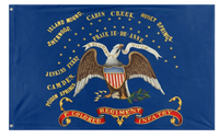 A mockup of the custom flag '1st Colored Regiment Infantry flag' on a white background