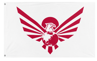 A mockup of the custom flag 'Greater East Asian Co Prosperity Sphere flag' on a white background