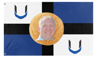 A mockup of the custom flag 'Nichols flag' on a white background