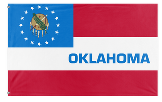 A mockup of the custom flag '2026 Oklahoma State flag' on a white background