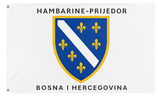 A mockup of the custom flag 'BiH - Prijedor flag' on a white background