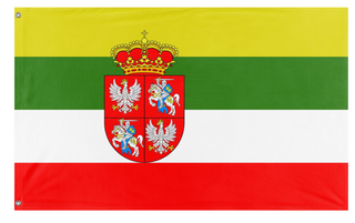 A mockup of the custom flag 'Modern Poland Lithuania flag' on a white background