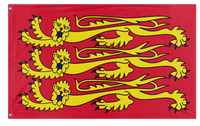 A mockup of the custom flag 'Three Lions Flag' on a white background