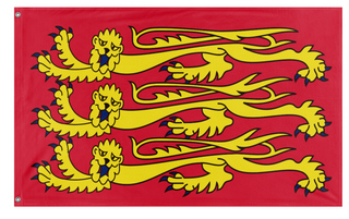 A mockup of the custom flag 'Three Lions Flag' on a white background