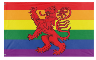A mockup of the custom flag 'Scottish Pride flag' on a white background