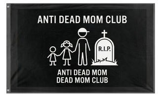 A mockup of the custom flag 'moms_dead flag' on a white background