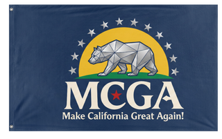 A mockup of the custom flag 'MCGA flag' on a white background