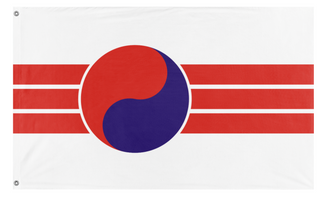 A mockup of the custom flag 'Flag of the People's Republic of Korea' on a white background