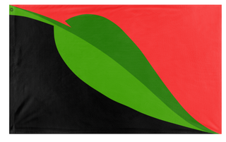 A mockup of the custom flag 'Libertarian Municipalism flag' on a white background