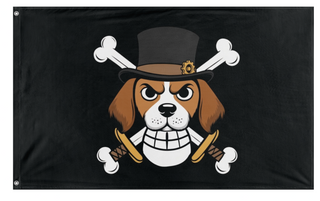 A mockup of the custom flag 'Amber Pirates  flag' on a white background
