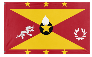 A mockup of the custom flag 'Yo-yo Korea dinosaurs flag' on a white background