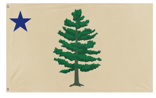 A mockup of the custom flag 'Maine flag' on a white background