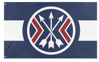 A mockup of the custom flag 'Jee flag' on a white background