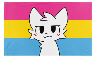A mockup of the custom flag 'Pansexual Boykisser flag' on a white background