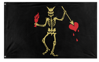 A mockup of the custom flag 'Golden Blackbeard flag' on a white background