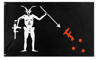 A mockup of the custom flag 'Modern No Quarter  flag' on a white background