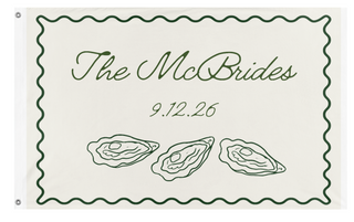 A mockup of the custom flag 'Wedding flag' on a white background